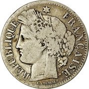 France 2 Francs Ceres 1850 BB KM# 760.2 REPUBLIQUE FRANÇAISE. CONCOR E.A.OUDINÉ.F. coin obverse France 2 Francs Ceres 1850 BB KM# 760.2 REPUBLIQUE FRANÇAISE. CONCOR E.A.OUDINÉ.F. coin obverse