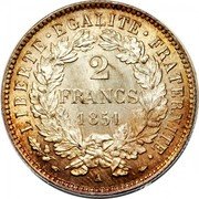 France 2 Francs Ceres 1851 A KM# 760.1 LIBERTE EGALITE FRATERNITE 2 FRANCS 1851 A coin reverse France 2 Francs Ceres 1851 A KM# 760.1 LIBERTE EGALITE FRATERNITE 2 FRANCS 1851 A coin reverse