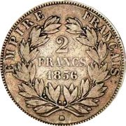France 2 Francs Napoleon III 1856 BB Small mint mark KM# 780.2 EMPIRE FRANÇAIS 2 FRANCS 1856 BB coin reverse France 2 Francs Napoleon III 1856 BB Small mint mark KM# 780.2 EMPIRE FRANÇAIS 2 FRANCS 1856 BB coin reverse