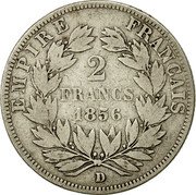 France 2 Francs Napoleon III 1856 D KM# 780.3 EMPIRE FRANÇAIS 2 FRANCS 1856 D coin reverse France 2 Francs Napoleon III 1856 D KM# 780.3 EMPIRE FRANÇAIS 2 FRANCS 1856 D coin reverse