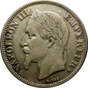 France 2 Francs Napoleon III 1866 K KM# 807.3 NAPOLEON III EMPEREUR BARRE K coin obverse France 2 Francs Napoleon III 1866 K KM# 807.3 NAPOLEON III EMPEREUR BARRE K coin obverse