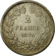 France 2 Francs Ceres 1870 A KM# 816.1 2 FRANCS 1870 A coin reverse