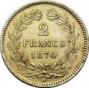 France 2 Francs Ceres 1870 K (s) KM# 816.2 2 FRANCS 1871 K M coin reverse