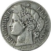 France 2 Francs Ceres 1871 K Small K KM# 817.2 REPUBLIQUE FRANÇAISE. E. A. OUDINE. F. coin obverse France 2 Francs Ceres 1871 K Small K KM# 817.2 REPUBLIQUE FRANÇAISE. E. A. OUDINE. F. coin obverse