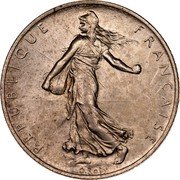 France 2 Francs Sower 1914 C KM# 845.2 REPUBLIQUE FRANÇAISE O. ROTY coin obverse