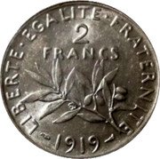 France 2 Francs The Sower 1919 KM# 845.1 LIBERTE EGALITE FRATERNITE 2 FRANCS 1915 coin reverse France 2 Francs The Sower 1919 KM# 845.1 LIBERTE EGALITE FRATERNITE 2 FRANCS 1915 coin reverse