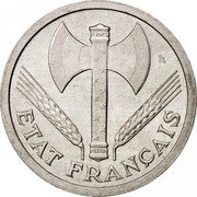 France 2 Francs Ax and Grain Sprigs 1943 KM# 904.1 S PACIS LB PETAIN ETAT FRANÇAIS coin obverse France 2 Francs Ax and Grain Sprigs 1943 KM# 904.1 S PACIS LB PETAIN ETAT FRANÇAIS coin obverse