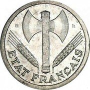 France 2 Francs Ax and Grain Sprigs 1944 B KM# 904.2 ÉTAT FRANÇAIS S PACIS PETAIN B LB coin obverse France 2 Francs Ax and Grain Sprigs 1944 B KM# 904.2 ÉTAT FRANÇAIS S PACIS PETAIN B LB coin obverse