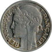France 2 Francs Marianne 1945 B KM# 886a.2 REPVBLIQVE FRANÇAISE MORLON coin obverse France 2 Francs Marianne 1945 B KM# 886a.2 REPVBLIQVE FRANÇAISE MORLON coin obverse