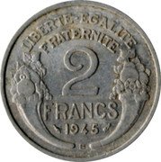 France 2 Francs Marianne 1945 B KM# 886a.2 LIBERTE EGALITE FRATERNITE 2 FRANCS 1950 B coin reverse France 2 Francs Marianne 1945 B KM# 886a.2 LIBERTE EGALITE FRATERNITE 2 FRANCS 1950 B coin reverse