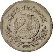 France 2 Francs 50th Anniversary of the Universal Declaration of Human Rights 1998 KM# 1213 LIBERTÉ EGALITÉ FRATERNITÉ 2 F 1998 coin reverse France 2 Francs 50th Anniversary of the Universal Declaration of Human Rights 1998 KM# 1213 LIBERTÉ EGALITÉ FRATERNITÉ 2 F 1998 coin reverse