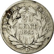 France 20 Centimes Napoleon III 1856 D KM# 778.3 EMPIRE FRANÇAIS 20 CENT 1856 D coin reverse France 20 Centimes Napoleon III 1856 D KM# 778.3 EMPIRE FRANÇAIS 20 CENT 1856 D coin reverse