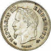 France 20 Centimes Napoleon III 1866 K KM# 805.3 NAPOLEON III EMPEREUR BARRE coin obverse France 20 Centimes Napoleon III 1866 K KM# 805.3 NAPOLEON III EMPEREUR BARRE coin obverse
