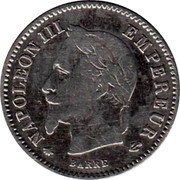 France 20 Centimes Napoleon III 1868 A KM# 808.1 NAPOLEON III EMPEREUR BARRE coin obverse France 20 Centimes Napoleon III 1868 A KM# 808.1 NAPOLEON III EMPEREUR BARRE coin obverse