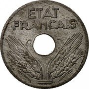 France 20 Centimes Grain Sprigs 1941 KM# 899 ETAT FRANÇAIS A. DE G. coin obverse France 20 Centimes Grain Sprigs 1941 KM# 899 ETAT FRANÇAIS A. DE G. coin obverse