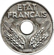 France 20 Centimes Grain Sprigs 1944 KM# 900.2a ETAT FRANÇAIS coin obverse France 20 Centimes Grain Sprigs 1944 KM# 900.2a ETAT FRANÇAIS coin obverse