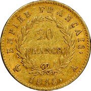 France 20 Francs Hundred Days. Napoleon 1815 A KM# 705.1 EMPIRE FRANÇAIS. 20 FRANCS. 1815. A coin reverse France 20 Francs Hundred Days. Napoleon 1815 A KM# 705.1 EMPIRE FRANÇAIS. 20 FRANCS. 1815. A coin reverse