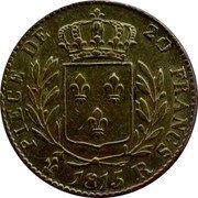 France 20 Francs Louis XVIII 1815 R Londres KM# 706.7 PIECE DE 20 FRANCS 1815 R coin reverse France 20 Francs Louis XVIII 1815 R Londres KM# 706.7 PIECE DE 20 FRANCS 1815 R coin reverse
