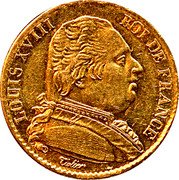France 20 Francs Louis XVIII 1815 W KM# 706.6 LOUIS XVIII ROI DE FRANCE TOILIER coin obverse France 20 Francs Louis XVIII 1815 W KM# 706.6 LOUIS XVIII ROI DE FRANCE TOILIER coin obverse