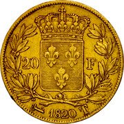 France 20 Francs Louis XVIII 1820 T KM# 712.8 20 F 1820 T coin reverse