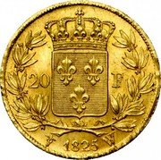 France 20 Francs Charles X 1825 W KM# 726.4 20 F 1829 W coin reverse France 20 Francs Charles X 1825 W KM# 726.4 20 F 1829 W coin reverse