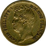 France 20 Francs Louis-Philippe I 1831 A KM# 739.1 LOUIS PHILIPPE I. ROI DES FRANÇAIS. TIOLIER coin obverse
