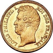 France 20 Francs Louis-Philippe I 1831 A KM# 746.1 LOUIS PHILIPPE I. ROI DES FRANÇAIS. TIOLIER coin obverse