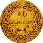 France 20 Francs Louis-Philippe I 1831 B KM# 746.2 20 FRANCS B 1831 coin reverse