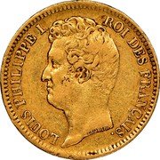 France 20 Francs Louis-Philippe I 1831 T KM# 746.3 LOUIS PHILIPPE I. ROI DE FRANÇAIS. TIOLIER coin obverse