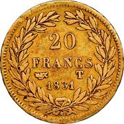 France 20 Francs Louis-Philippe I 1831 T KM# 746.3 20 FRANCS 1831 T coin reverse