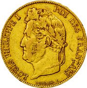 France 20 Francs Louis-Philippe I 1833 B KM# 750.2 LOUIS PHILIPPE I ROI DES FRANÇAIS DOMARD. F. coin obverse France 20 Francs Louis-Philippe I 1833 B KM# 750.2 LOUIS PHILIPPE I ROI DES FRANÇAIS DOMARD. F. coin obverse
