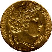 France 20 Francs Libertine 1850 A KM# 762 REPUBLIQUE FRANÇAISE L.MERLEY.F. coin obverse France 20 Francs Libertine 1850 A KM# 762 REPUBLIQUE FRANÇAISE L.MERLEY.F. coin obverse