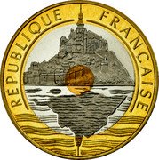 France 20 Francs Mont Saint Michel 2000 KM# 1008.2 RÉPUBLIQUE FRANÇAISE coin obverse France 20 Francs Mont Saint Michel 2000 KM# 1008.2 RÉPUBLIQUE FRANÇAISE coin obverse