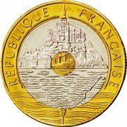 France 20 Francs (Mont St. Michel) KM# 1008.1 RÉPUBLIQUE FRANÇAISE coin obverse France 20 Francs (Mont St. Michel) KM# 1008.1 RÉPUBLIQUE FRANÇAISE coin obverse