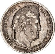 France 25 Centimes Louis Philippe I 1845 W KM# 755.5 LOUIS PHILIPPE I ROI DES FRANÇAIS DOMARD.F. coin obverse France 25 Centimes Louis Philippe I 1845 W KM# 755.5 LOUIS PHILIPPE I ROI DES FRANÇAIS DOMARD.F. coin obverse