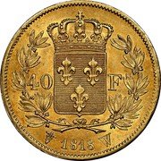 France 40 Francs Louis XVIII 1818 W KM# 713.6 40 F 1818 W coin reverse