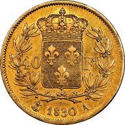 France 40 Francs Charles X 1830 A KM# 721.1 40 F 1830 A coin reverse