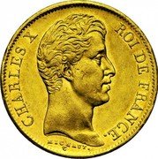 France 40 Francs Charles X 1830 MA KM# 721.2 CHARLES X ROI DE FRANCE. MICHAUT. coin obverse France 40 Francs Charles X 1830 MA KM# 721.2 CHARLES X ROI DE FRANCE. MICHAUT. coin obverse
