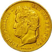 France 40 Francs Louis Philippe I 1834 L KM# 747.3 LOUIS PHILIPPE I ROI DES FRANÇAIS DOMARD. F. coin obverse France 40 Francs Louis Philippe I 1834 L KM# 747.3 LOUIS PHILIPPE I ROI DES FRANÇAIS DOMARD. F. coin obverse