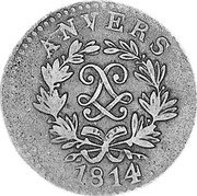 France 5 Centimes Louis XVIII Antwerp. Siege Coinage 1814 KM# 4.1 ANVERS JLGN 1814 coin obverse