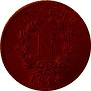 France 5 Centimes Napoleon I Antwerp. Siege Coinage 1814 KM# 2.3 ANVERS N 1814 coin obverse
