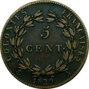 France 5 Centimes Charles X 1829 A KM# 10.1 5 CENT COLONIES FRANÇAISES 1825 A coin reverse France 5 Centimes Charles X 1829 A KM# 10.1 5 CENT COLONIES FRANÇAISES 1825 A coin reverse