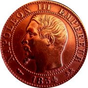 France 5 Centimes Napoleon III 1854 D KM# 777.4 NAPOLEON III EMPEREUR 1853 BARRE coin obverse France 5 Centimes Napoleon III 1854 D KM# 777.4 NAPOLEON III EMPEREUR 1853 BARRE coin obverse