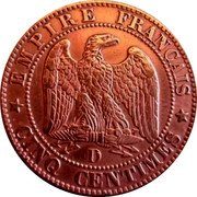 France 5 Centimes Napoleon III 1854 D KM# 777.4 EMPIRE FRANÇAIS D CINQ CENTIMES coin reverse France 5 Centimes Napoleon III 1854 D KM# 777.4 EMPIRE FRANÇAIS D CINQ CENTIMES coin reverse