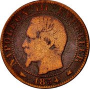 France 5 Centimes Napoleon III 1854 K KM# 777.5 NAPOLEON III EMPEREUR 1855 BARRE coin obverse France 5 Centimes Napoleon III 1854 K KM# 777.5 NAPOLEON III EMPEREUR 1855 BARRE coin obverse