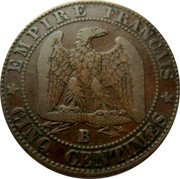 France 5 Centimes Napoleon III 1856 B KM# 777.2 EMPIRE FRANÇAIS B CINQ CENTIMES coin reverse France 5 Centimes Napoleon III 1856 B KM# 777.2 EMPIRE FRANÇAIS B CINQ CENTIMES coin reverse