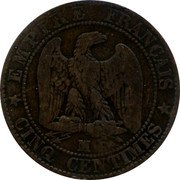France 5 Centimes Napoleon III 1856 MA KM# 777.6 EMPIRE FRANÇAIS MA CINQ CENTIMES coin reverse France 5 Centimes Napoleon III 1856 MA KM# 777.6 EMPIRE FRANÇAIS MA CINQ CENTIMES coin reverse