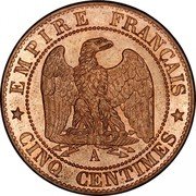 France 5 Centimes Napoleon III 1862 A KM# 797.1 EMPIRE FRANÇAIS A CINQ CENTIMES coin reverse France 5 Centimes Napoleon III 1862 A KM# 797.1 EMPIRE FRANÇAIS A CINQ CENTIMES coin reverse
