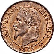 France 5 Centimes Napoleon III 1864 K KM# 797.3 NAPOLEON III EMPEREUR BARRE 1864 coin obverse France 5 Centimes Napoleon III 1864 K KM# 797.3 NAPOLEON III EMPEREUR BARRE 1864 coin obverse