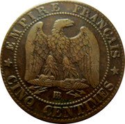 France 5 Centimes Napoleon III 1865 BB KM# 797.2 EMPIRE FRANÇAIS BB CINQ CENTIMES coin reverse France 5 Centimes Napoleon III 1865 BB KM# 797.2 EMPIRE FRANÇAIS BB CINQ CENTIMES coin reverse